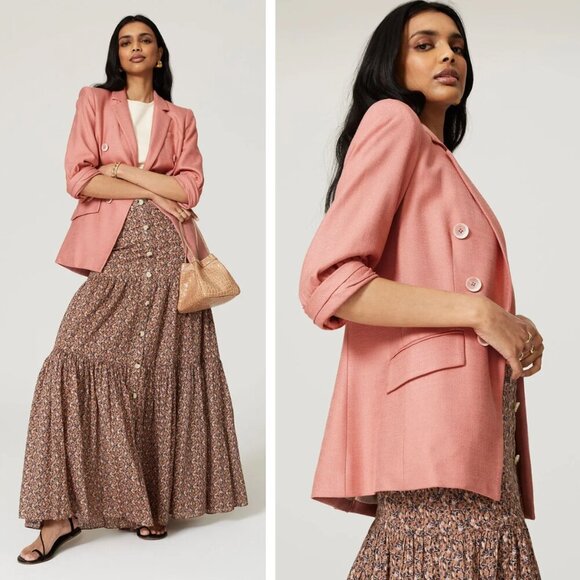 Veronica Beard Odile Sateen-Twill Dickey Jacket Rosewood Pink Barbiecore Pastel - Picture 1 of 10